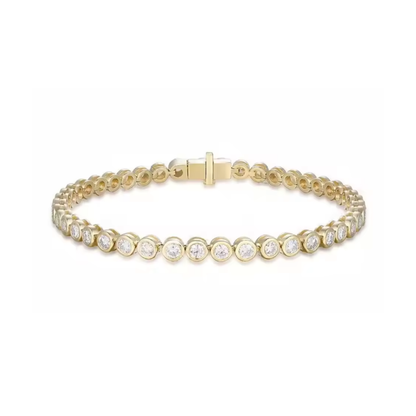 Bezel-Set Lab-Grown Diamond Tennis Bracelet in 14K Yellow Gold – 3.8 CT Total, 17cm