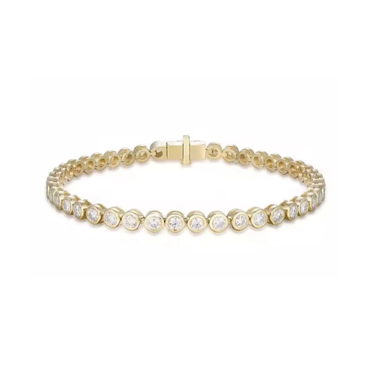 Bezel-Set Lab-Grown Diamond Tennis Bracelet in 14K Yellow Gold – 3.8 CT Total, 17cm