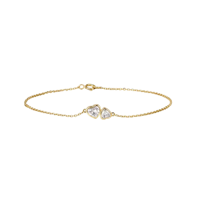 Double Heart Lab-Grown Diamond Bracelet in Yellow Gold • 0.50ct Total