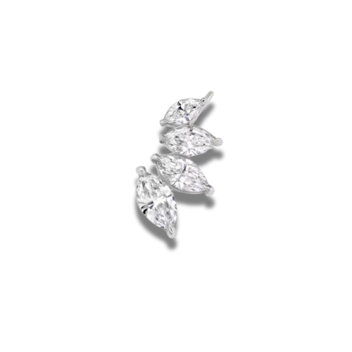 Marquise-Cut Lab-Grown Diamond Huggie Earrings • 0.80ct Each • IGI Certified • 14K White Gold