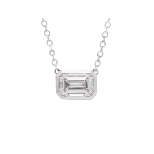 emerald-cut lab-grown diamond bezel pendant • 1–3ct • 14k white gold