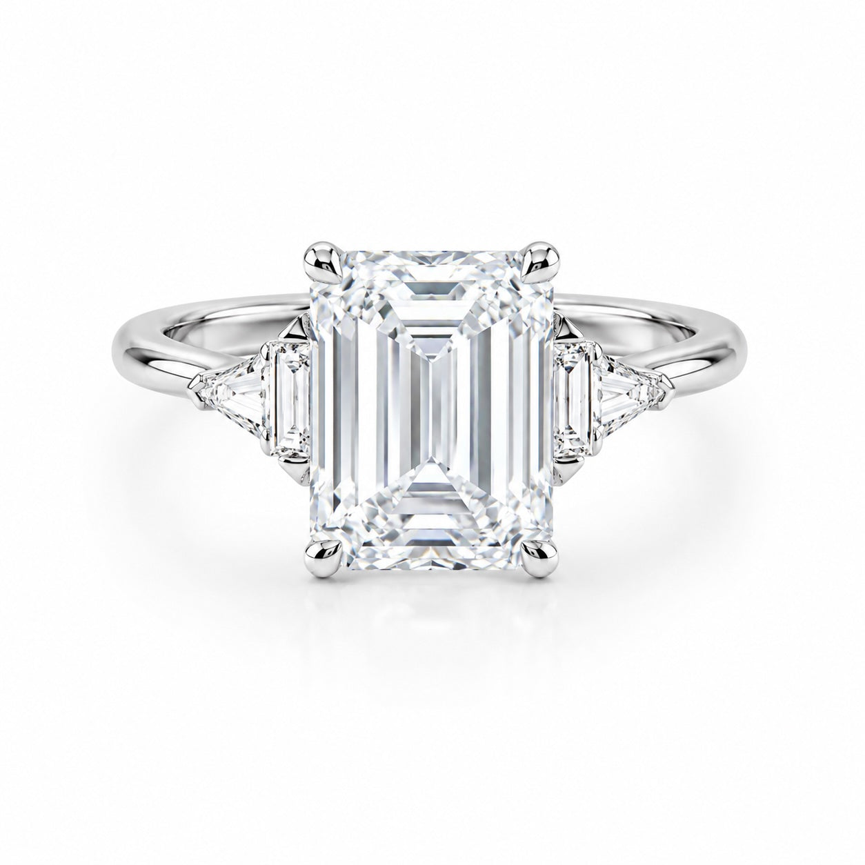 1–2ct emerald-cut lab-grown diamond five-stone engagement ring in 14k white gold – igi certified vs1