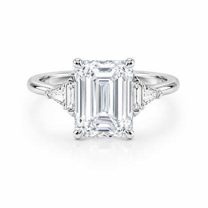 1–2ct Emerald-Cut Lab-Grown Diamond Five-Stone Engagement Ring in 14K White Gold – IGI Certified VS1