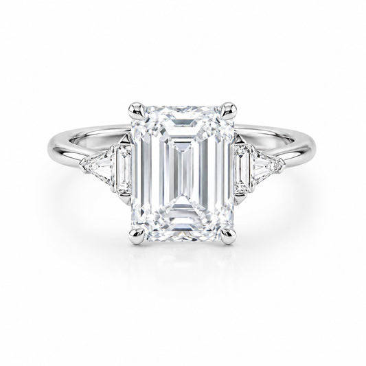 1–2ct Emerald-Cut Lab-Grown Diamond Five-Stone Engagement Ring in 14K White Gold – IGI Certified VS1