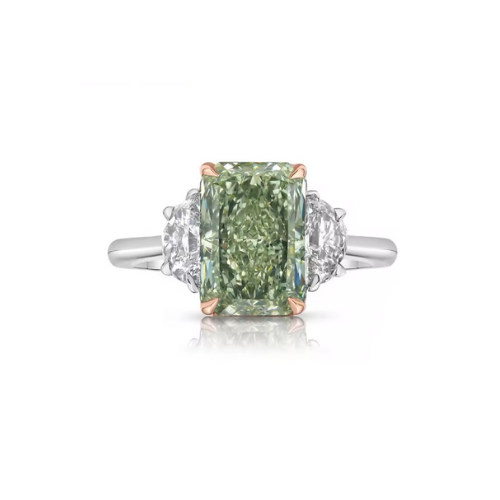 Fancy Green Radiant-Cut Lab-Grown Diamond Wedding Ring • 1–2ct VS1 • 14K White Gold