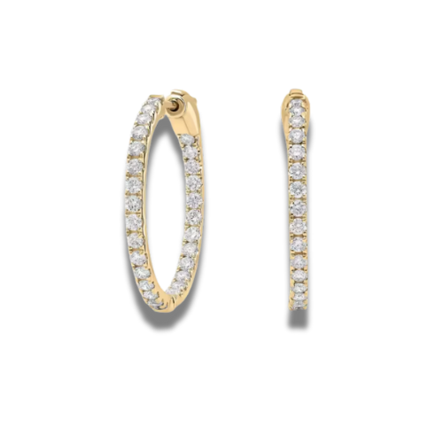 inside-out round lab-grown diamond hoop earrings • 1.00ct total d color vs1 • 14k yellow gold
