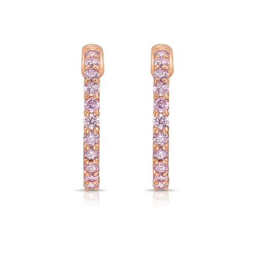 pavé fancy pink lab-grown diamond hoop earrings in 9k rose gold – 1.1 ct total, vs clarity