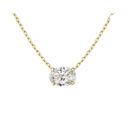 oval-cut lab-grown diamond solitaire necklace in yellow gold • 1–3ct d color vs1 • igi certified