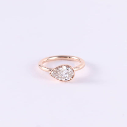 Pear-Shaped Lab-Grown Diamond Bezel Ring • 1.00ct E Color VS1 • 14K Rose Gold