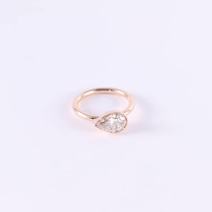 Pear-Shaped Lab-Grown Diamond Bezel Ring • 1.00ct E Color VS1 • 14K Rose Gold