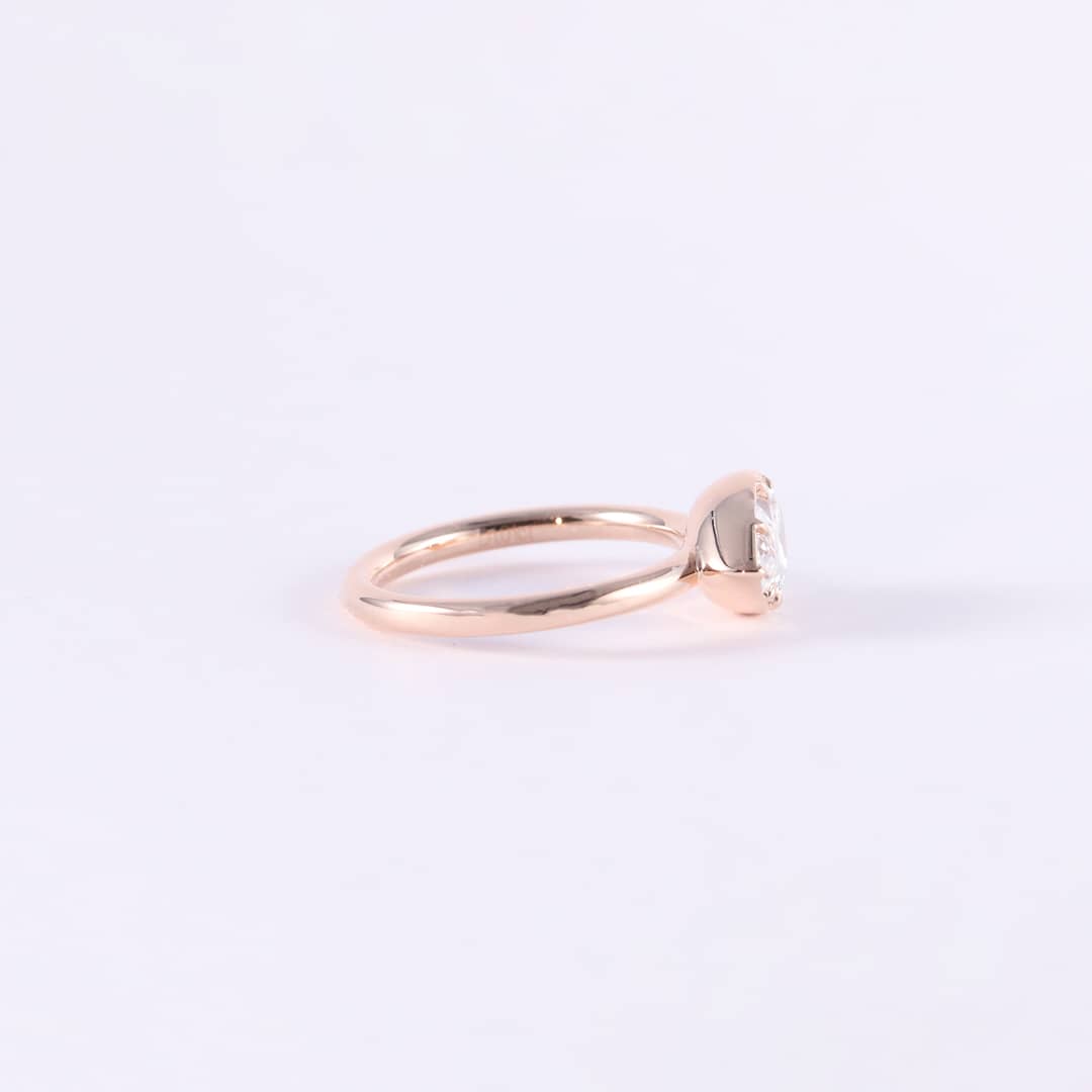 pear-shaped lab-grown diamond bezel ring • 1.00ct e color vs1 • 14k rose gold