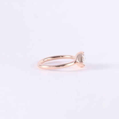Pear-Shaped Lab-Grown Diamond Bezel Ring • 1.00ct E Color VS1 • 14K Rose Gold