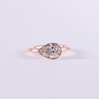 Pear-Shaped Lab-Grown Diamond Bezel Ring • 1.00ct E Color VS1 • 14K Rose Gold