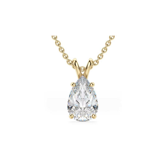 Pear Cut Lab-Grown Diamond Pendant in 14K Yellow Gold – 2.0 CT, E VS1, Classic Basket Setting