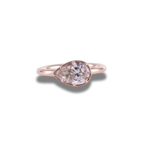 Pear-Shaped Lab-Grown Diamond Bezel Ring • 1.00ct E Color VS1 • 14K Rose Gold