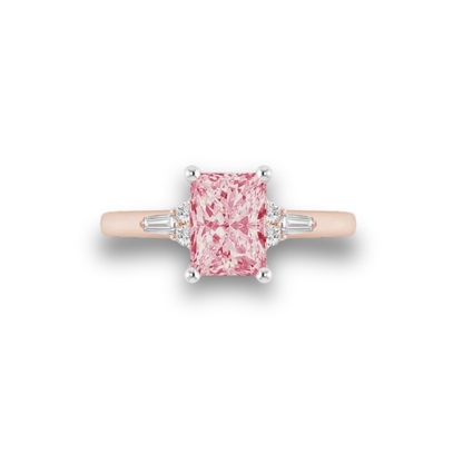 Pink Radiant Cut 1.5 Carat Lab-Grown Diamond Engagement Ring in 14K Rose Gold – IGI Certified