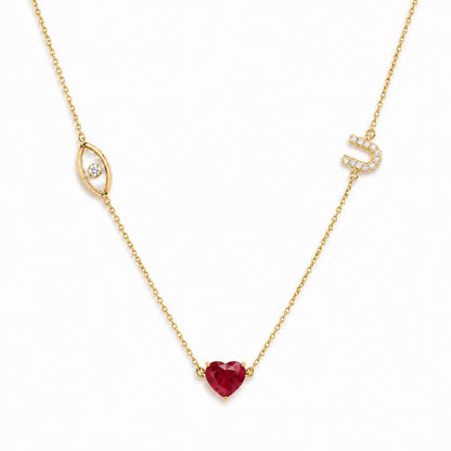 Eye Love U Ruby Heart Diamond Necklace