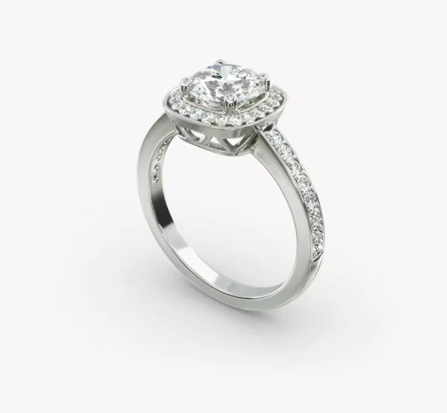 1–2.5ct round lab-grown diamond halo engagement ring in 14k white gold – d color vs/vvs clarity