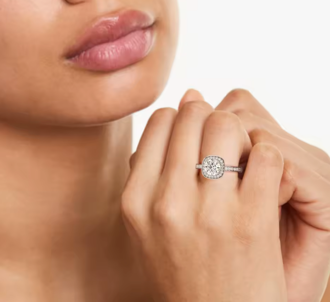 1–2.5ct round lab-grown diamond halo engagement ring in 14k white gold – d color vs/vvs clarity