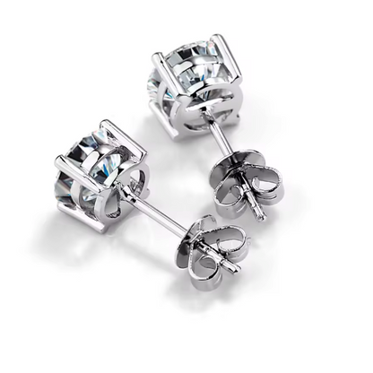 Four-Prong Lab-Grown Diamond Stud Earrings in 14K White Gold • D Color VS1 • IGI Certified