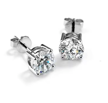 Four-Prong Lab-Grown Diamond Stud Earrings in 14K White Gold • D Color VS1 • IGI Certified