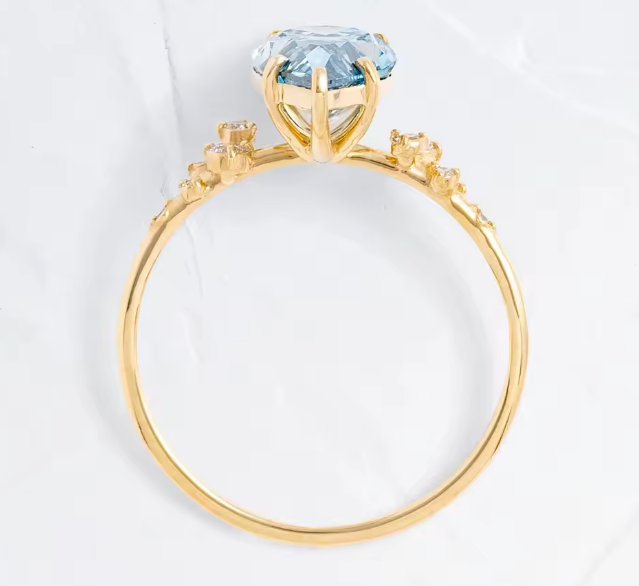 2ct blue pear lab-grown diamond engagement ring in yellow gold – d color vs1, igi certified