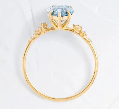2ct Blue Pear Lab-Grown Diamond Engagement Ring in Yellow Gold – D Color VS1, IGI Certified