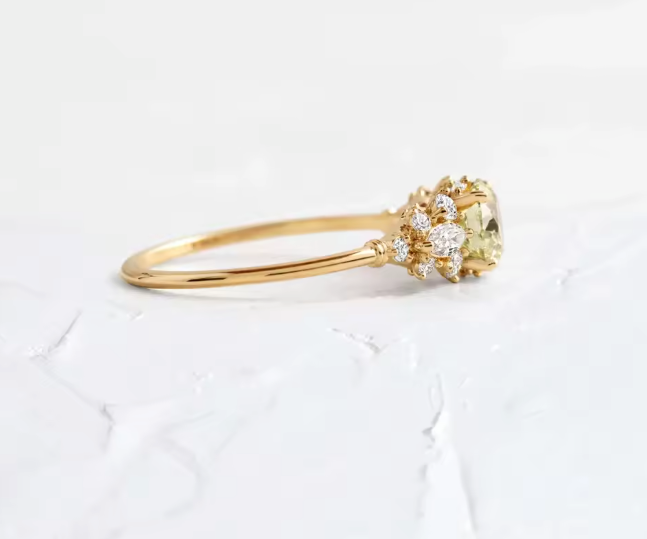 yellow round lab-grown diamond vintage engagement ring in yellow gold • 1.00ct d color vs1