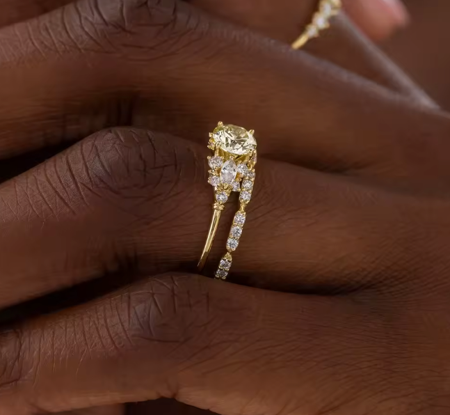 yellow round lab-grown diamond vintage engagement ring in yellow gold • 1.00ct d color vs1