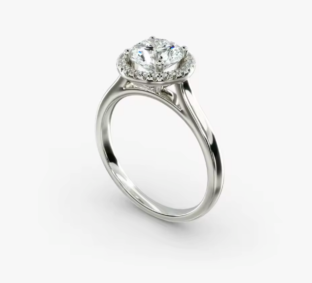 round lab-grown diamond halo engagement ring • 1–3ct d color vvs2 • 14k white gold