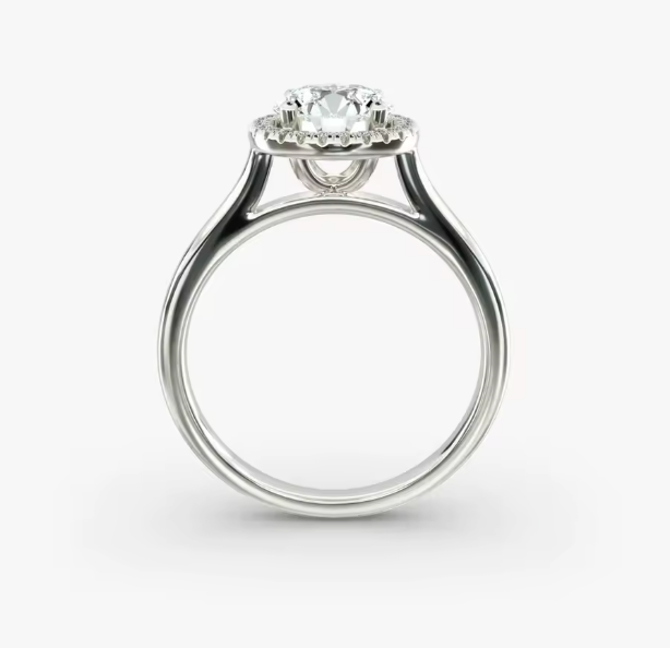 round lab-grown diamond halo engagement ring • 1–3ct d color vvs2 • 14k white gold