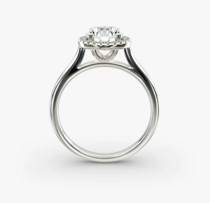 Round Lab-Grown Diamond Halo Engagement Ring • 1–3ct D Color VVS2 • 14K White Gold