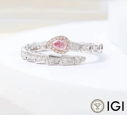 Snake-Shaped Pink Pear-Cut Lab-Grown Diamond Ring • 0.3–1.5ct • 14K Yellow Gold