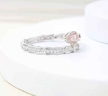 Snake-Shaped Pink Pear-Cut Lab-Grown Diamond Ring • 0.3–1.5ct • 14K Yellow Gold