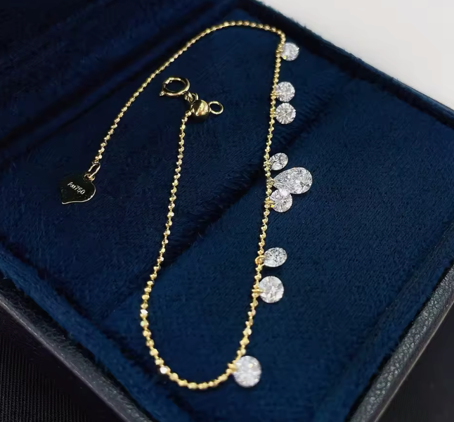 pear & round lab-grown diamond bracelet • total 1.33ct • 18k yellow gold