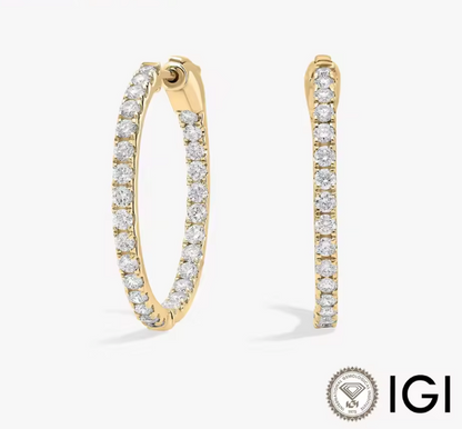 Inside-Out Round Lab-Grown Diamond Hoop Earrings • 1.00ct Total D Color VS1 • 14K Yellow Gold