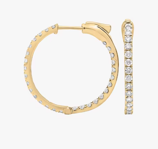 inside-out round lab-grown diamond hoop earrings • 1.00ct total d color vs1 • 14k yellow gold