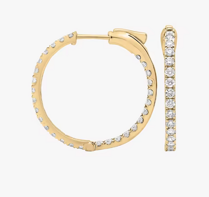 Inside-Out Round Lab-Grown Diamond Hoop Earrings • 1.00ct Total D Color VS1 • 14K Yellow Gold