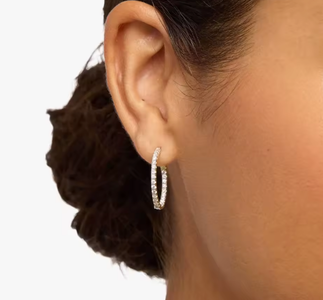 inside-out round lab-grown diamond hoop earrings • 1.00ct total d color vs1 • 14k yellow gold