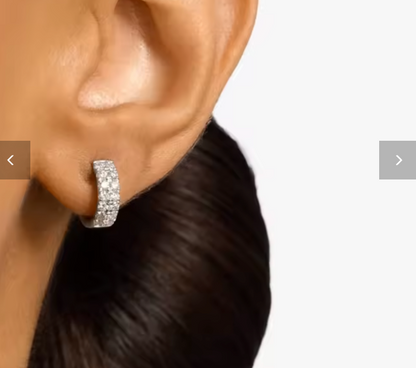 Double Row Lab-Grown Diamond Huggie Hoop Earrings • 0.72ct Total D Color VS1 • 14K White Gold