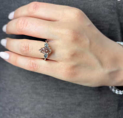 Pink Pear Lab-Grown Diamond Three-Stone Ring in 14K White Gold – 2.0 CT Total, IGI Certified