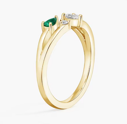 Drop-Shaped Three-Stone Lab-Grown Diamond Ring in 14K Yellow Gold – 0.5 CT Total