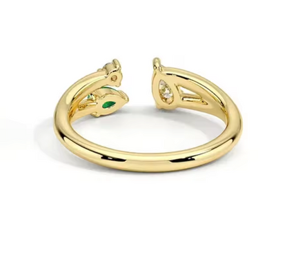 Drop-Shaped Three-Stone Lab-Grown Diamond Ring in 14K Yellow Gold – 0.5 CT Total