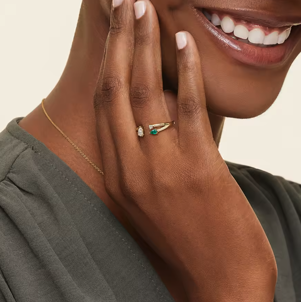 drop-shaped three-stone lab-grown diamond ring in 14k yellow gold – 0.5 ct total