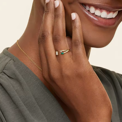 Drop-Shaped Three-Stone Lab-Grown Diamond Ring in 14K Yellow Gold – 0.5 CT Total