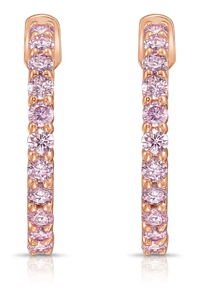 pavé fancy pink lab-grown diamond hoop earrings in 9k rose gold – 1.1 ct total, vs clarity
