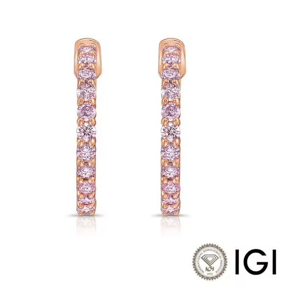 pavé fancy pink lab-grown diamond hoop earrings in 9k rose gold – 1.1 ct total, vs clarity
