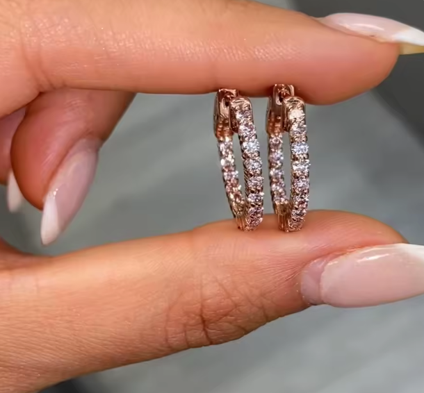 pavé fancy pink lab-grown diamond hoop earrings in 9k rose gold – 1.1 ct total, vs clarity