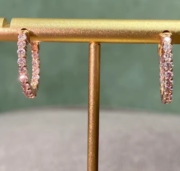 pavé fancy pink lab-grown diamond hoop earrings in 9k rose gold – 1.1 ct total, vs clarity