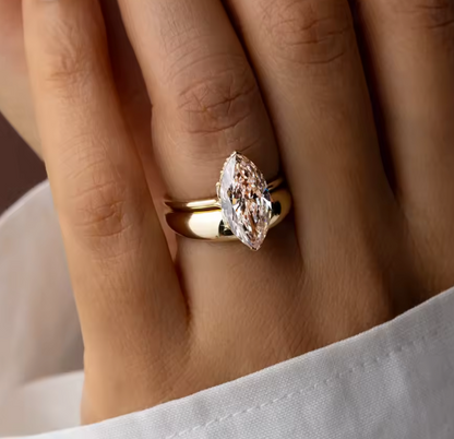 V-Prong Pink Marquise Cut Lab-Grown Diamond Ring in Yellow Gold – 3.0 CT (14K)